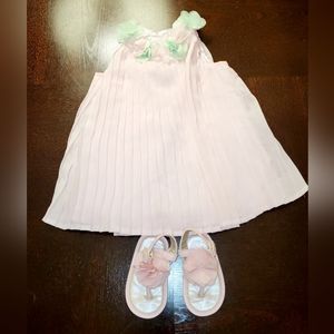 Blueberi Boulevard Baby Girl Pink Dress/Paired with pink sandals (9-12 Months)
